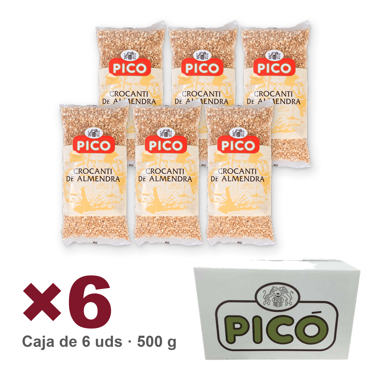 Caja de 6 unidades de Crocanti de Almendra de 500 g, Turrones Picó