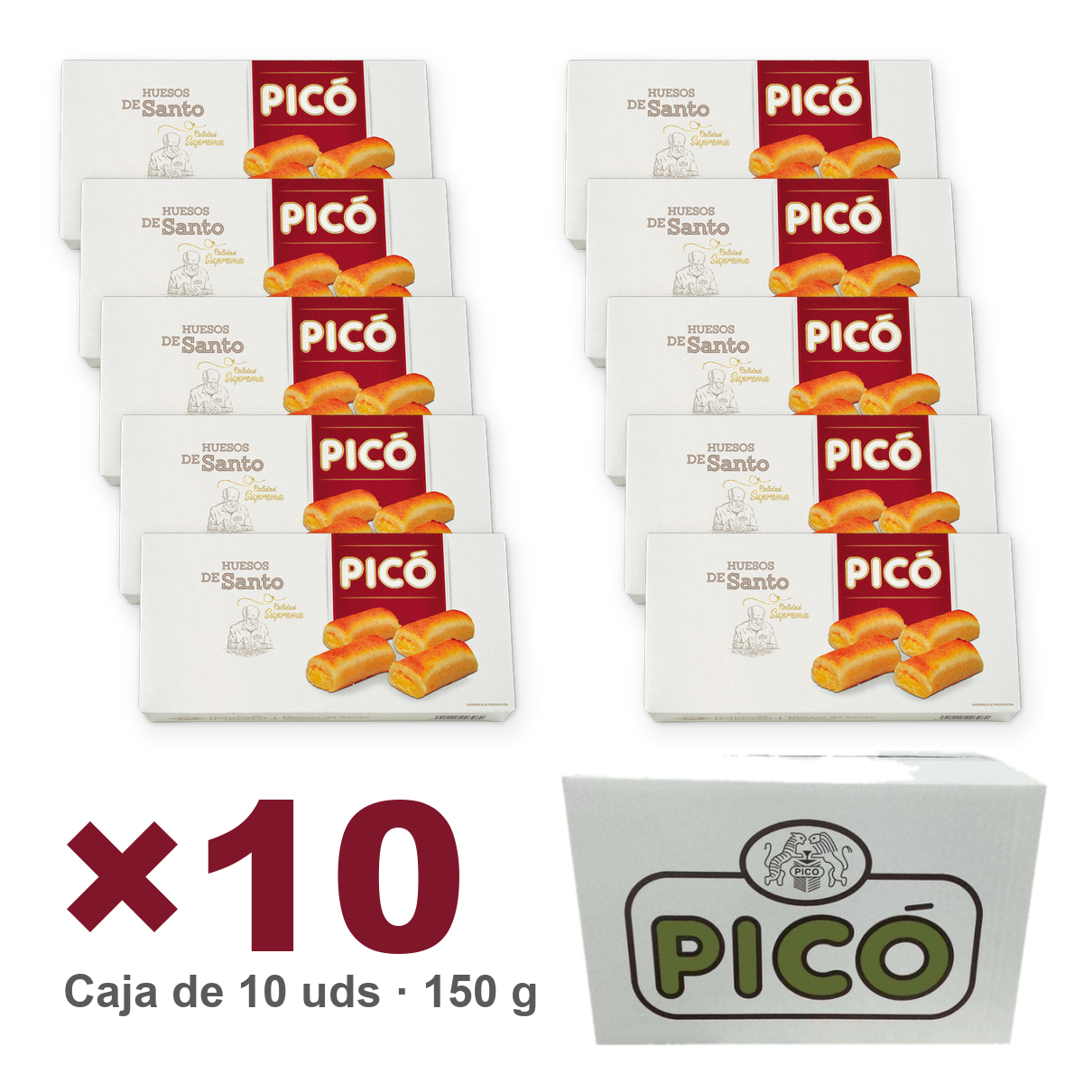 Caja de 10 unidades de Huesos de Santo de 150 g, Turrones Picó