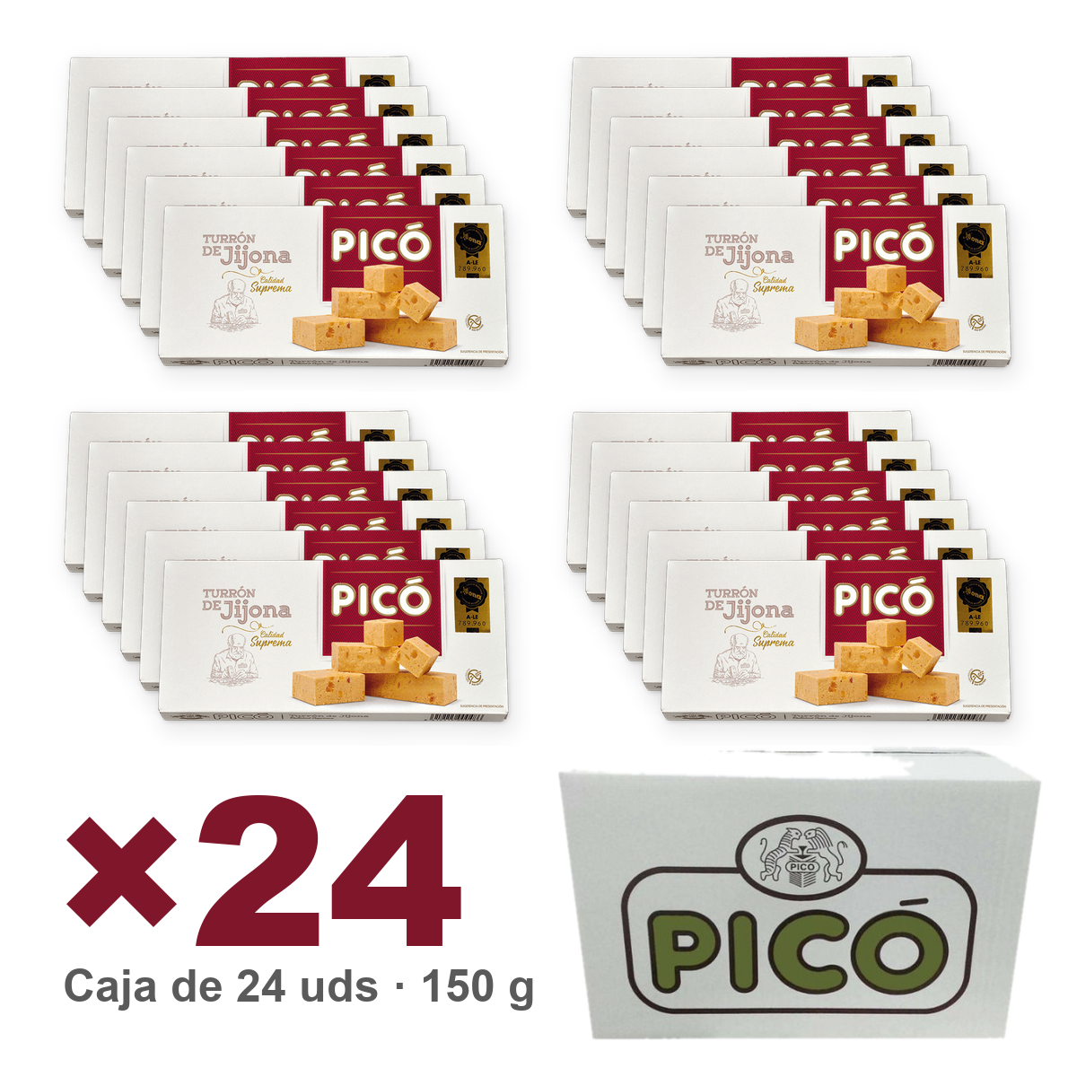 Caja de 24 unidades de Turrón de Jijona Calidad Suprema de 150 g, Turrones Picó