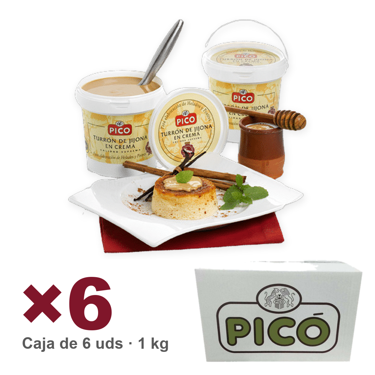 Caja de 6 unidades de Turrón de Jijona Calidad Suprema en Crema de 1 kg, Turrones Picó