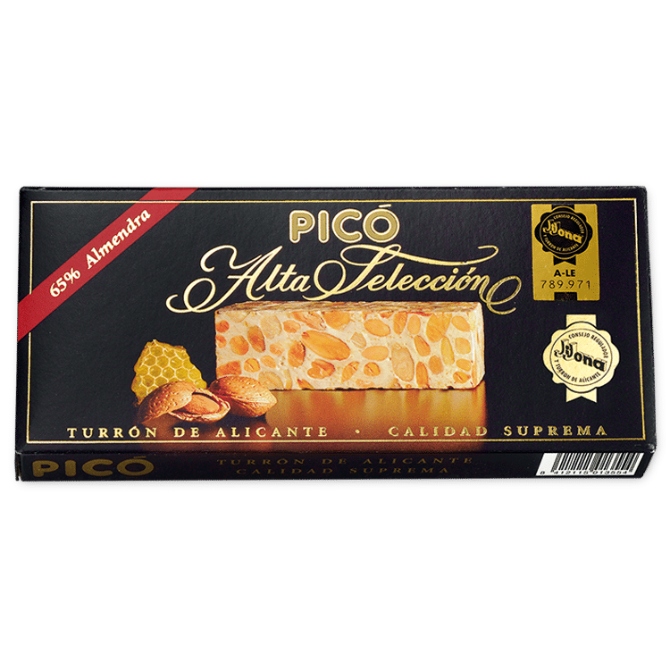 Caja negra de Turrón de Alicante Alta Selección Picó, 65 % almendra