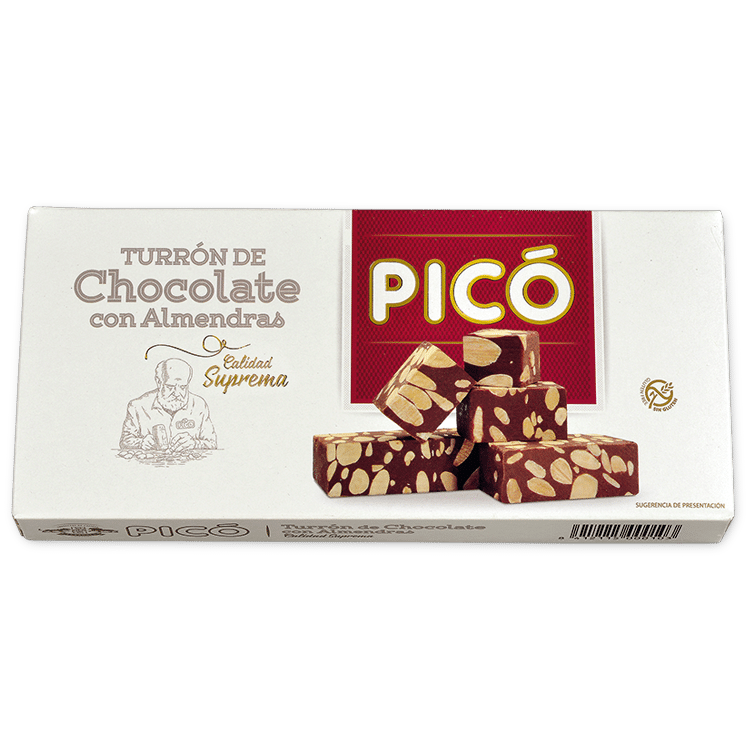 Caja de Turrón de Chocolate con Almendras Picó, Calidad Suprema