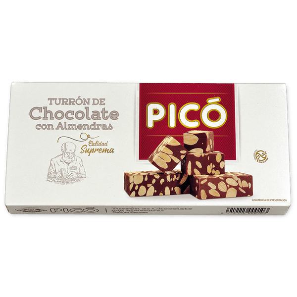 Caja de Turrón de Chocolate con Almendras Picó, Calidad Suprema