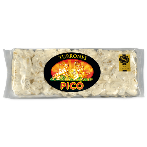 Tableta de Turrón de Alicante Picó en envase Rilsan transparente, Calidad Suprema