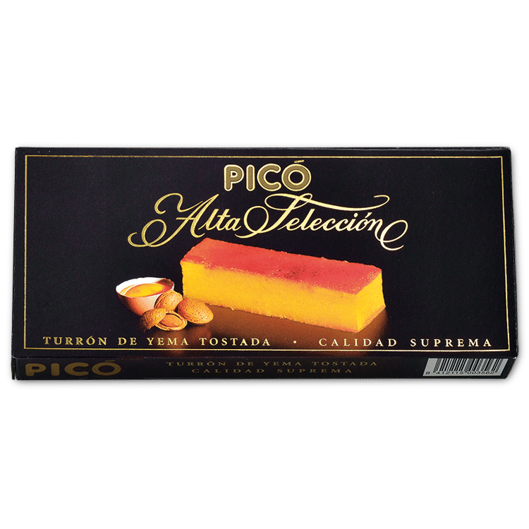 Caja negra de Turrón de Yema Tostada Alta Selección Picó, Calidad Suprema