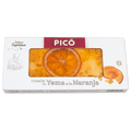 Caja de Turrón de Yema a la Naranja Picó, Calidad Suprema, con una rodaja de naranja confitada